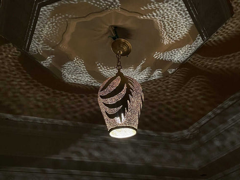 Elegant Moroccan Brass Pendant Light – Handcrafted Boho Lamp (PL 1060)